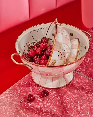 MacKenzie-Childs Rosy Check Enamel Large Colander | Thumbnail 3 MacKenzie-Childs Rosy Check Enamel Large Colander | Thumbnail 3