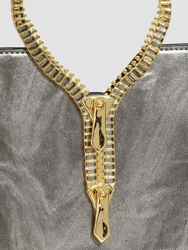 ALEXIS BITTAR Women's 14K-Gold-Plated & Leather Top Handle Bag - Pewter | Thumbnail 6 ALEXIS BITTAR Women's 14K-Gold-Plated & Leather Top Handle Bag - Pewter | Thumbnail 6
