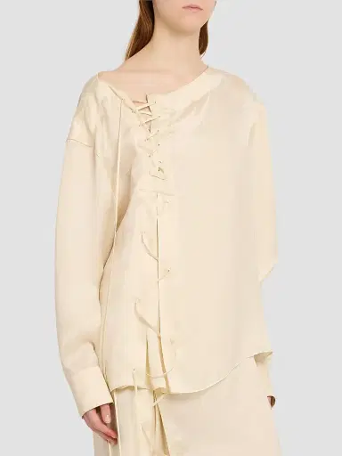 Ferragamo Women's Satin Lace-Up Blouse | Thumbnail 3 Ferragamo Women's Satin Lace-Up Blouse | Thumbnail 3