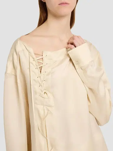Ferragamo Women's Satin Lace-Up Blouse | Thumbnail 7 Ferragamo Women's Satin Lace-Up Blouse | Thumbnail 7