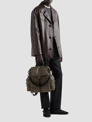 Prada Men's Explore Re-Nylon and Leather Backpack - Green | Thumbnail 2 Prada Men's Explore Re-Nylon and Leather Backpack - Green | Thumbnail 2