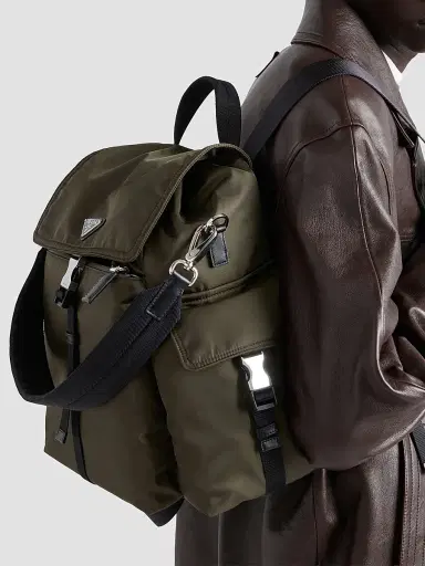 Prada Men's Explore Re-Nylon and Leather Backpack - Green | Thumbnail 8 Prada Men's Explore Re-Nylon and Leather Backpack - Green | Thumbnail 8