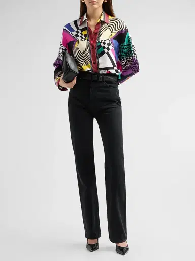 Versace Women's Teatro Foulard Silk Twill Shirt | Thumbnail 2 Versace Women's Teatro Foulard Silk Twill Shirt | Thumbnail 2