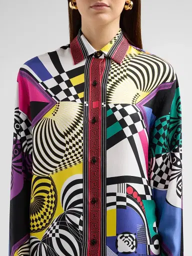 Versace Women's Teatro Foulard Silk Twill Shirt | Thumbnail 5 Versace Women's Teatro Foulard Silk Twill Shirt | Thumbnail 5