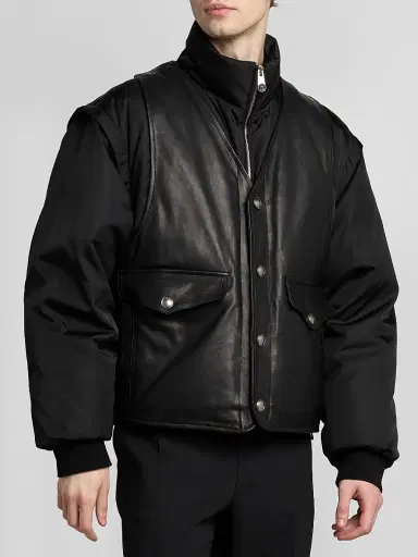 Versace Men's Layered Stand-Collar Down Jacket - Black - Size 44 | Thumbnail 4 Versace Men's Layered Stand-Collar Down Jacket - Black - Size 44 | Thumbnail 4