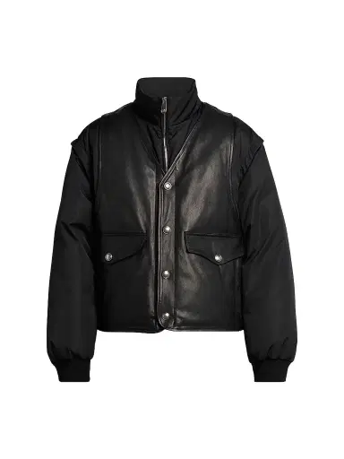 Versace Men's Layered Stand-Collar Down Jacket - Black - Size 44 | Thumbnail 1 Versace Men's Layered Stand-Collar Down Jacket - Black - Size 44 | Thumbnail 1