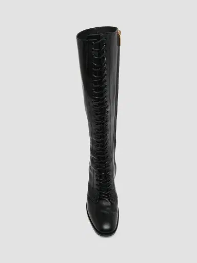 Dolce & Gabbana Women's Round Toe 90MM Leather Knee-High Boots | Thumbnail 5 Dolce & Gabbana Women's Round Toe 90MM Leather Knee-High Boots | Thumbnail 5
