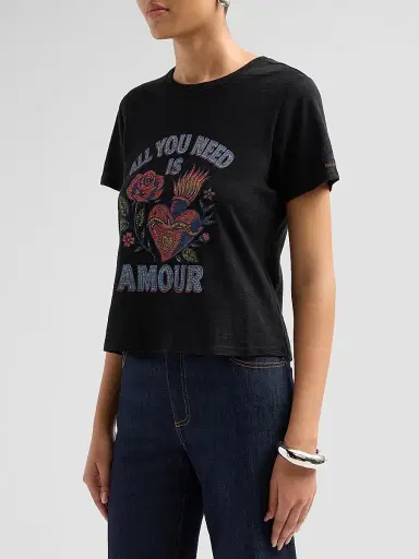 Cinq à Sept Women's All You Need Is Amour Shrunken Band T-Shirt | Thumbnail 4 Cinq à Sept Women's All You Need Is Amour Shrunken Band T-Shirt | Thumbnail 4