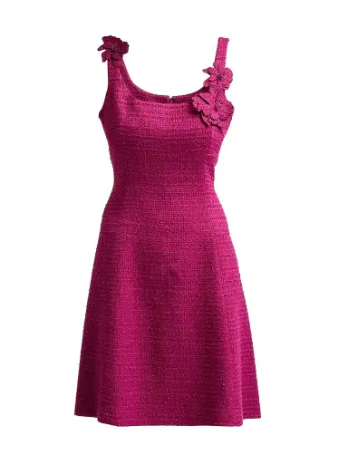 Teri Jon by Rickie Freeman 3D Flower Appliqué Bouclé Tweed A-Line Mini Dress | Thumbnail 1 Teri Jon by Rickie Freeman 3D Flower Appliqué Bouclé Tweed A-Line Mini Dress | Thumbnail 1