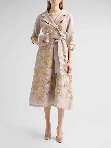 Teri Jon by Rickie Freeman Women's Floral Jacquard A-Line Midi Dress | Thumbnail 2 Teri Jon by Rickie Freeman Women's Floral Jacquard A-Line Midi Dress | Thumbnail 2