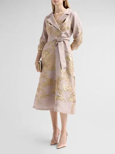 Teri Jon by Rickie Freeman Women's Floral Jacquard A-Line Midi Dress | Thumbnail 4 Teri Jon by Rickie Freeman Women's Floral Jacquard A-Line Midi Dress | Thumbnail 4