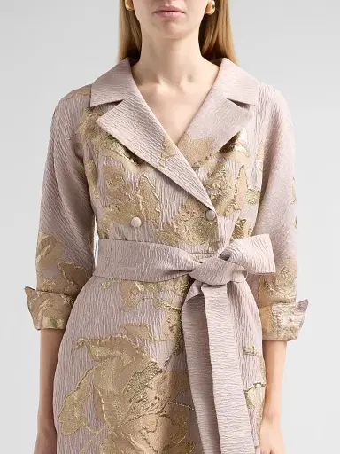 Teri Jon by Rickie Freeman Women's Floral Jacquard A-Line Midi Dress | Thumbnail 5 Teri Jon by Rickie Freeman Women's Floral Jacquard A-Line Midi Dress | Thumbnail 5