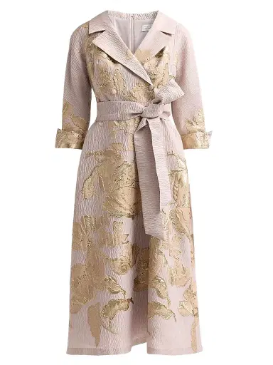 Teri Jon by Rickie Freeman Women's Floral Jacquard A-Line Midi Dress | Thumbnail 1 Teri Jon by Rickie Freeman Women's Floral Jacquard A-Line Midi Dress | Thumbnail 1