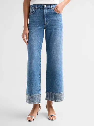 Ramy Brook Women's Leah Rhinestone-Embellished Straight Jeans | Thumbnail 4 Ramy Brook Women's Leah Rhinestone-Embellished Straight Jeans | Thumbnail 4