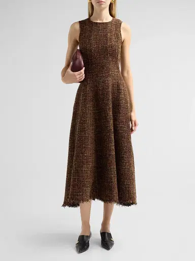 Proenza Schouler White Label Women's Beatrix Textured Tweed Midi Dress | Thumbnail 2 Proenza Schouler White Label Women's Beatrix Textured Tweed Midi Dress | Thumbnail 2