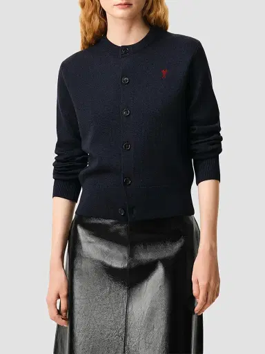 AMI PARIS Women's Ami De Coeur Embroidered Wool Crewneck Cardigan | Thumbnail 4 AMI PARIS Women's Ami De Coeur Embroidered Wool Crewneck Cardigan | Thumbnail 4