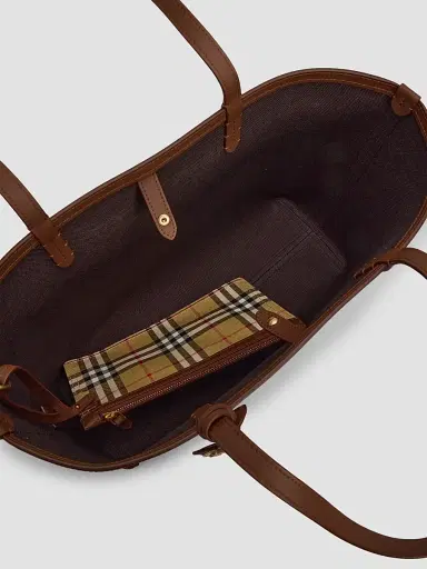 Burberry Women's Small Check Tote Bag | Thumbnail 4 Burberry Women's Small Check Tote Bag | Thumbnail 4
