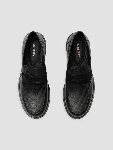 Burberry Men's Pembroke Checked Leather Loafers | Thumbnail 4 Burberry Men's Pembroke Checked Leather Loafers | Thumbnail 4