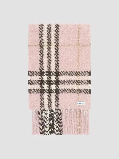 Burberry Women's Check Wool Bouclé Scarf | Thumbnail 4 Burberry Women's Check Wool Bouclé Scarf | Thumbnail 4