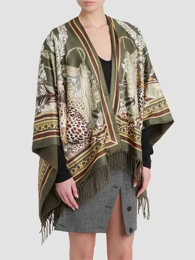Ferragamo Women's Leopard Print Cashmere-Wool Reversible Cape | Thumbnail 2 Ferragamo Women's Leopard Print Cashmere-Wool Reversible Cape | Thumbnail 2