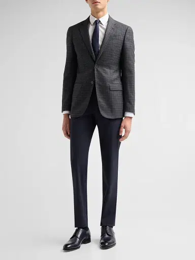 Emporio Armani Men's Blur Box Checked Wool Sport Coat | Thumbnail 2 Emporio Armani Men's Blur Box Checked Wool Sport Coat | Thumbnail 2