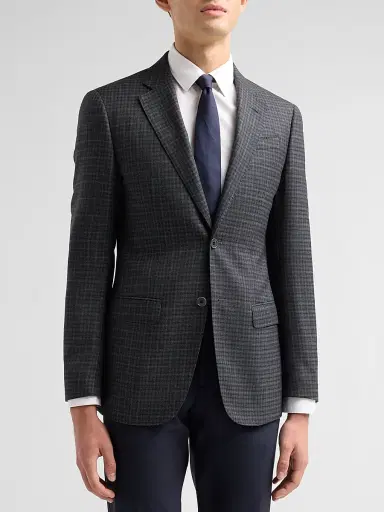 Emporio Armani Men's Blur Box Checked Wool Sport Coat | Thumbnail 4 Emporio Armani Men's Blur Box Checked Wool Sport Coat | Thumbnail 4