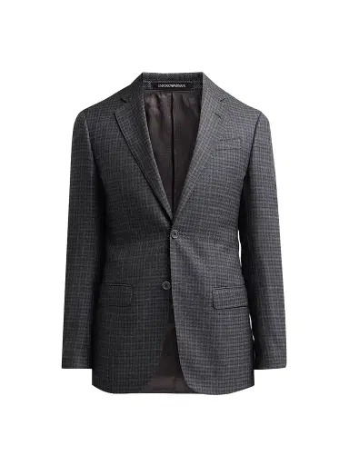 Emporio Armani Men's Blur Box Checked Wool Sport Coat | Thumbnail 1 Emporio Armani Men's Blur Box Checked Wool Sport Coat | Thumbnail 1