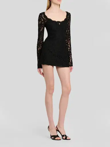 Dolce & Gabbana Women's Lace Scoopneck Mini Dress | Thumbnail 4 Dolce & Gabbana Women's Lace Scoopneck Mini Dress | Thumbnail 4