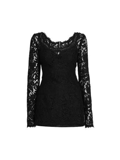 Dolce & Gabbana Women's Lace Scoopneck Mini Dress | Thumbnail 1 Dolce & Gabbana Women's Lace Scoopneck Mini Dress | Thumbnail 1