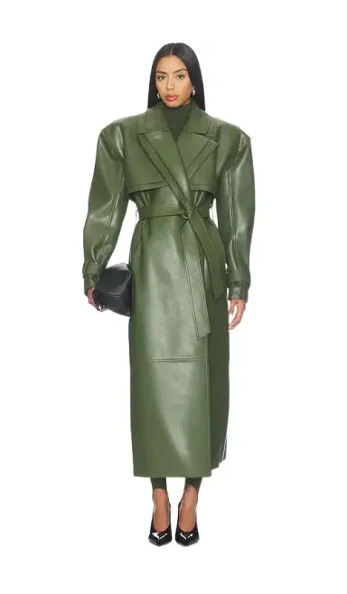 Naked Wardrobe Double Collar Faux Leather Trench Coat | Thumbnail 1 Naked Wardrobe Double Collar Faux Leather Trench Coat | Thumbnail 1