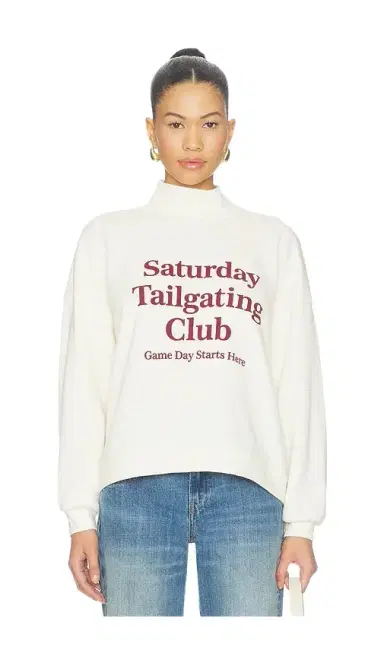 Sunny Somewhere Saturday Tailgating Club Mockneck Sweater | Thumbnail 1 Sunny Somewhere Saturday Tailgating Club Mockneck Sweater | Thumbnail 1