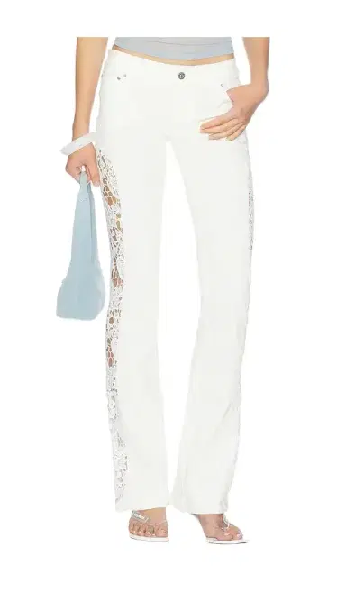 Jaded London White Cooper Jeans With Lace Applique | Thumbnail 1 Jaded London White Cooper Jeans With Lace Applique | Thumbnail 1