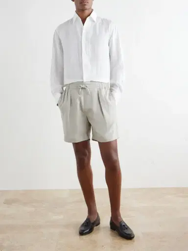 Ralph Lauren Purple Label Wide-Leg Silk and Linen-Blend Shorts - Men | Thumbnail 2 Ralph Lauren Purple Label Wide-Leg Silk and Linen-Blend Shorts - Men | Thumbnail 2