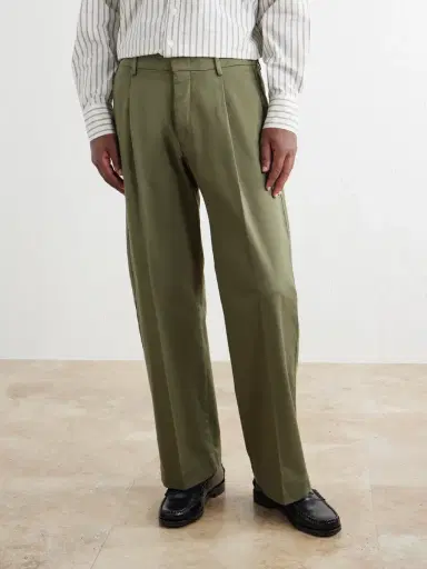 NN07 Kay 1420 Wide-Leg Pleated Organic Cotton-Blend Twill Trousers - Men | Thumbnail 3 NN07 Kay 1420 Wide-Leg Pleated Organic Cotton-Blend Twill Trousers - Men | Thumbnail 3