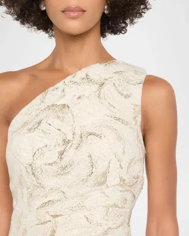 Rickie Freeman for Teri Jon One-Shoulder Metallic Jacquard Column Gown | Thumbnail 5 Rickie Freeman for Teri Jon One-Shoulder Metallic Jacquard Column Gown | Thumbnail 5