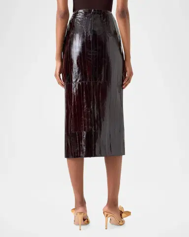 Akris Lacquered Eel Leather Slit Midi Pencil Skirt | Thumbnail 2 Akris Lacquered Eel Leather Slit Midi Pencil Skirt | Thumbnail 2