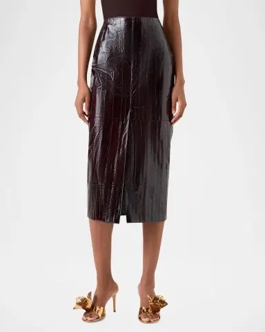 Akris Lacquered Eel Leather Slit Midi Pencil Skirt | Thumbnail 3 Akris Lacquered Eel Leather Slit Midi Pencil Skirt | Thumbnail 3