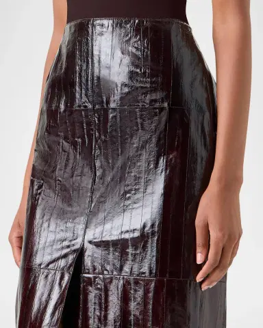 Akris Lacquered Eel Leather Slit Midi Pencil Skirt | Thumbnail 4 Akris Lacquered Eel Leather Slit Midi Pencil Skirt | Thumbnail 4