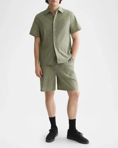 Scotch & Soda Men's Jacquard Seersucker Short-Sleeve Shirt | Thumbnail 2 Scotch & Soda Men's Jacquard Seersucker Short-Sleeve Shirt | Thumbnail 2