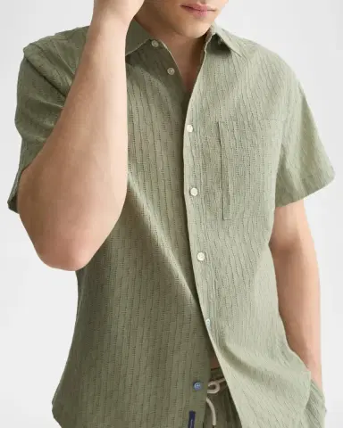 Scotch & Soda Men's Jacquard Seersucker Short-Sleeve Shirt | Thumbnail 5 Scotch & Soda Men's Jacquard Seersucker Short-Sleeve Shirt | Thumbnail 5