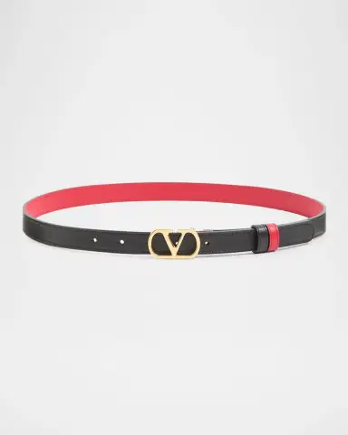 Valentino Garavani VLogo Signature Reversible Shiny Calfskin Belt 20MM | Thumbnail 3 Valentino Garavani VLogo Signature Reversible Shiny Calfskin Belt 20MM | Thumbnail 3