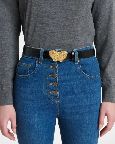 Valentino Garavani Butterfly Buckle Leather Belt 30MM | Thumbnail 2 Valentino Garavani Butterfly Buckle Leather Belt 30MM | Thumbnail 2