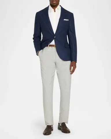 Brunello Cucinelli Men's Wool Flap Pocket Single-Breasted Suit Jacket | Thumbnail 2 Brunello Cucinelli Men's Wool Flap Pocket Single-Breasted Suit Jacket | Thumbnail 2