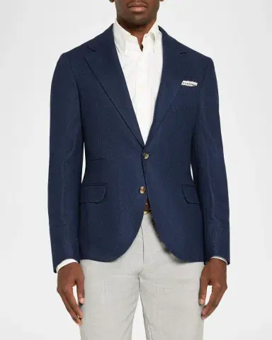 Brunello Cucinelli Men's Wool Flap Pocket Single-Breasted Suit Jacket | Thumbnail 4 Brunello Cucinelli Men's Wool Flap Pocket Single-Breasted Suit Jacket | Thumbnail 4