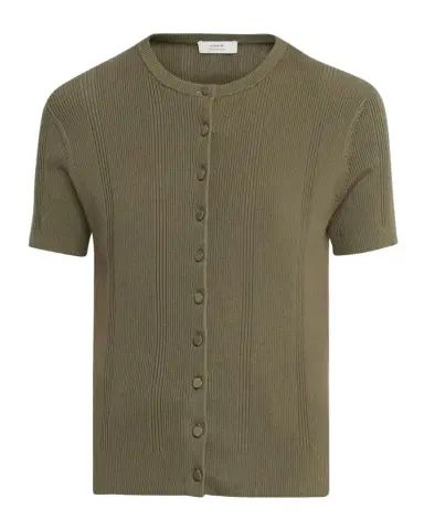 Vince Rib-Knit Cotton Short-Sleeve Cardigan | Thumbnail 1 Vince Rib-Knit Cotton Short-Sleeve Cardigan | Thumbnail 1