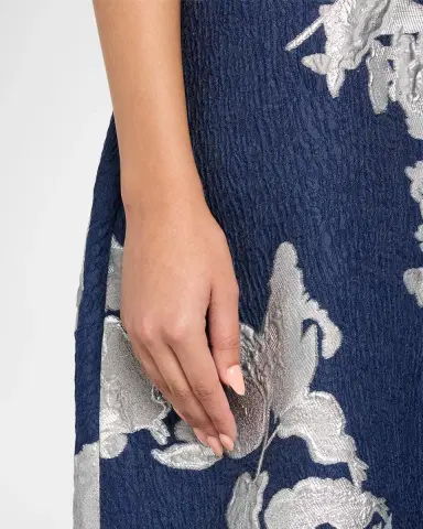 Rickie Freeman for Teri Jon Metallic Floral Jacquard Shirt Gown | Thumbnail 5 Rickie Freeman for Teri Jon Metallic Floral Jacquard Shirt Gown | Thumbnail 5