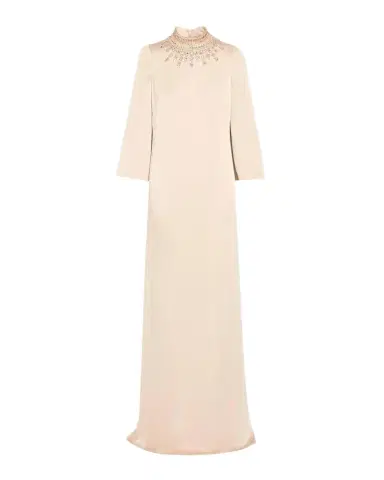 Rickie Freeman for Teri Jon Embellished Collar Satin Gown | Thumbnail 1 Rickie Freeman for Teri Jon Embellished Collar Satin Gown | Thumbnail 1