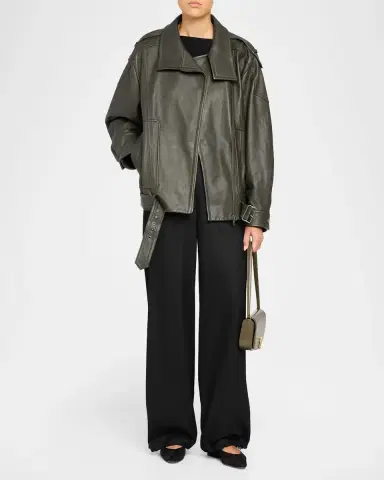 Vince Oversized Leather Aviator Jacket | Thumbnail 2 Vince Oversized Leather Aviator Jacket | Thumbnail 2