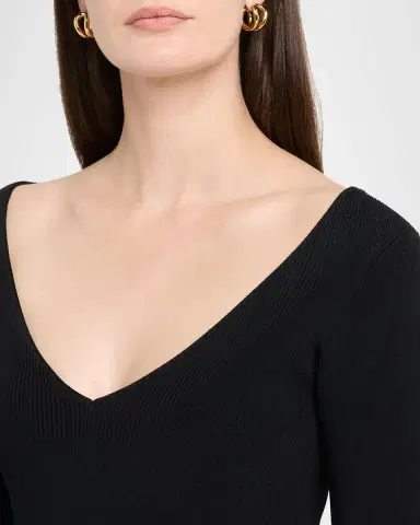 FFORME Lottie Wide V-Neck Ribbed Long-Sleeve Midi Dress | Thumbnail 5 FFORME Lottie Wide V-Neck Ribbed Long-Sleeve Midi Dress | Thumbnail 5