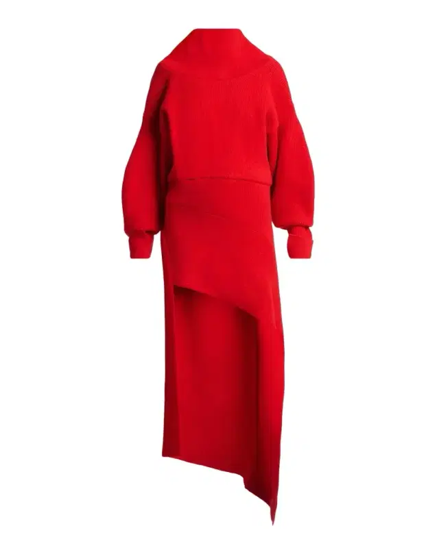 High-Neck Slashed Wool-Cashmere Asymmetric Mini Sweater Dress High-Neck Slashed Wool-Cashmere Asymmetric Mini Sweater Dress